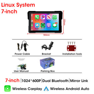 5"/7" inch Motorcycle GPS Navigation DVR Multimedia Player Wireless CarPlay Android Auto Touch Screen IPX7 Waterproof Bluetooth
