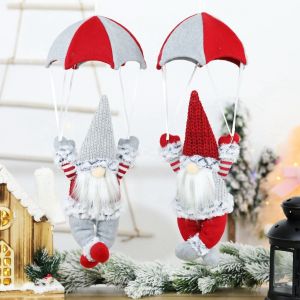 Creative Parachuting Santa Claus Ornament - Faceless Christmas Hanging Decoration for Tree Ceiling & Window Festive Must-Have