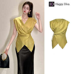 Happy Diva Womens Yellow V-Neck Top 35146