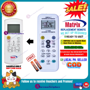 MATRIX AIRCON Remote Replacement [**Mag Basa B4 Umorder**] Ready to USE Universal for MATRIX AIR CONDITIONER Remote Control MATRIX INVERTER NON-INVERTER Air Condition Remote MATRIX Aircon Remote alluremarketplace2ND
