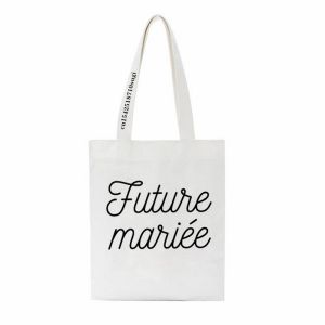 Túi Đeo Vai Vải Canvas In Hình Cô Dâu "I Do Crew" Dung Tích Lớn Kiểu Dáng Giản Dị Thích Hợp Cho Du Lịch Trường Học Mua Sắm Phong Cách Retro Có Hai Quai Xách