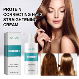 EELHOE | Collagen Smoothing Hair Straightening Cream for Dry Frizzy Hair No Flat Iron Needed Deep Repair Shine Leave In Conditioner 100ml