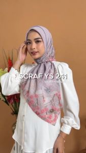 Yasmin Official Segi Empat Motif Aqsa Terbaru YS 241 Scarf Aqsa Yasmin Hijab Segiempat Motif Voal Premium Lasercut