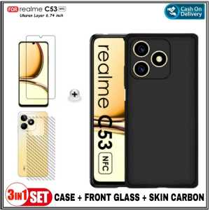 Paket 3in1 Case Realme C53 C55 NFC C21Y Free Tempered Glass Dan Graskin Anti Jamur Casing SoftCase