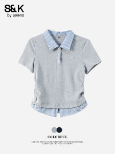BALENO | Slim Fit Short Sleeve Polo Collar Plaid T-Shirt