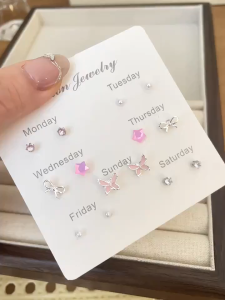 [เงิน S925] ต่างหูผีเสื้อน้อยน่ารักสดใสและหวาน ใหม่ล่าสุด ถูกสุดๆ 7 คู่ 99฿