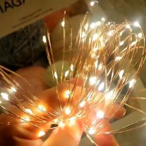 2M 10Pcs Yellow Color LED Fairy Light with Battery Operated Christmas Light Fairy String Strip Copper Mini Light Bedroom Christmas Parties Wedding Decoration