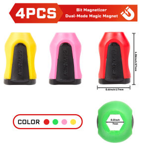 Geinxurn 4Pcs Screwdriver Bit Magnetizer Ring ABS Plastic Bit Magnetizer/Demagnetizer for 1/4 Inch Shank Bits Strong Magnetism