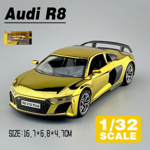 LEO 1:32 Audi R8 Electroplated Edition Diecast Model Car Alloy Cars Toys Collection Gift For Kids Boy Girl
