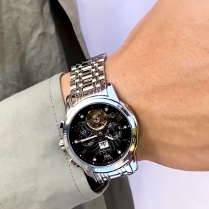 OLEVS Jam Tangan Automatic Pria Stainless Steel Anti Air Original Otomatis Tourbillon Luminous Watch
