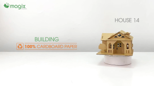 MFK07N - 16x14x9 cm - Mô hình ngôi nhà lắp ráp từ bìa carton cao cấp nhà giấy carton mini sáng tạo