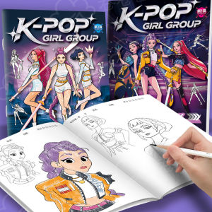 2025 New Hot Sale KPop Demon Hunter Coloring Books Picture Book Peripheral Painting Book Line Drawing Childrens Birthday Gift