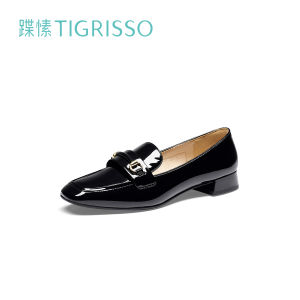 Tigrisso Fashion Loafers Low Heel Flat Bottom Small Leather Bean Shoes Comfortable Casual Slip-On round Toe Leather Sneakers