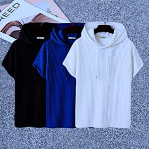 Belanja hemat paket isi 3 pcs Baju kaos Hoodie knit waffle premium / sweater Hoodie waffle / jaket Hoodie bahan waffle / Hoodie polos bahan waffle Lengan pendek