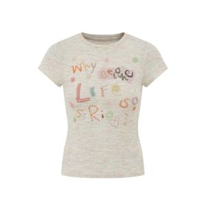 YUEZHONGWEI | Áo thun nữ tay ngắn mỏng mùa hè in chữ màu sắc phong cách Mỹ vừa vặn cổ tròn tay ngắn thường ngày