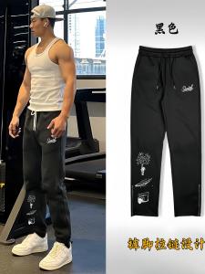 2024 Spring Autumn Mens Loose Fit American Style Athletic Trousers Basketball Running Track And Field Sport Long Pants