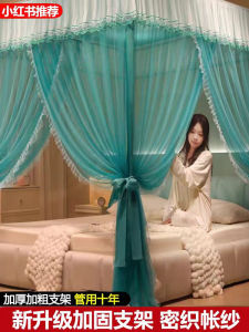Princess Style Floor Standing Mosquito Net Three Door Bed Curtain Iron Art Painted Frame Bedroom Home Use Anti-Mosquito