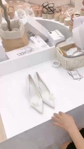 Giày Cưới da PU gót nhọn đính viền 3 nhụy chéo VIE ĐỘC QUYỀN BỞI SHESHOES (NEW ARRIVAL) - GC07052