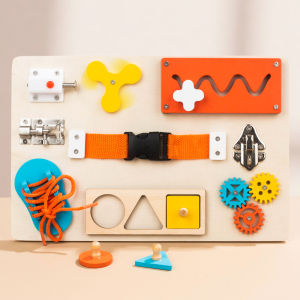 Montessori Wooden Busy Board Unlock Toy Essential Educational Sensory Board for Toddlers Intelligence Development Toys Gift