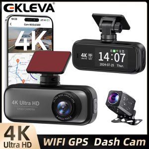 Camera hành trình ekleva HD siêu nét Camera hành trình kép 4K + 1080p phía trước và phía sau cho ô tô Tích hợp Wifi nhìn trong đêm ứng dụng cảm biến G rộng 170 °