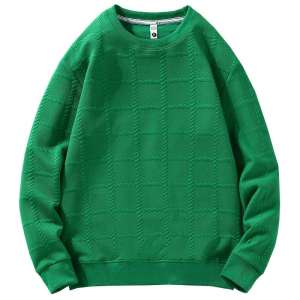 HENGYUANXIANG | Hengyuanxiang Spring 2025 Mens Round Neck Long Sleeve T-Shirt Casual Plaid Base Shirt Fashionable Youthful Urban Style Polyester Spandex Blend