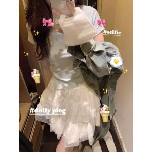 Ballet Style Fairy Net Skirt White Cake Skirt Women Winter High Waist Slim A-Line Mini Skirt Short Skirts Casual Wear