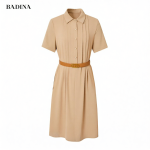 BADINA | Đầm Cổ Polo Tay Ngắn Dây Nẹp Eo Tinh Tế