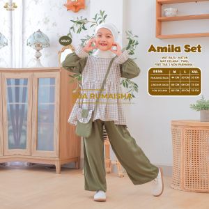 Amila set - set anak by nia rumaisha || mat baju katun || mat celana twill || free tas
