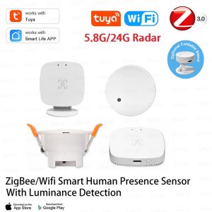 Smart Life ZigBee Wifi MmWave Human Presence Motion Sensor Detector With Luminance/Distance Detection Tuya Smart Home Automation
