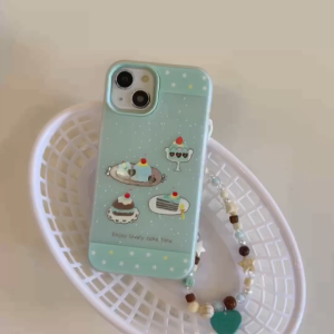 White Spot Pastry Pattern 2-in-1 Blue Hard Case for iPhone 11 12 13 14 15 16 17 Pro Max Plus casing F anti-fingerprint frosted jelly case for iPhone 17 case cover