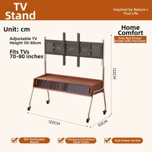 SUMUYUAN | Solid Wood Movable TV Stand Living Room Storage Small Household