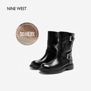 Nine West Faux Suede Mid-Calf Booties Womens Autumn Winter Fashion Boots Warm Lined Western Knight Boots round Toe Rubber Sole