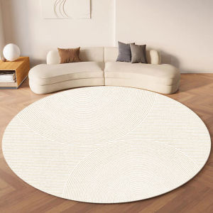 VIKAMA Cream Wind Round Carpet Non-Slip Silent Study Swivel Chair Cushion Living Room Bedroom Dresser Carpet Home Decoration