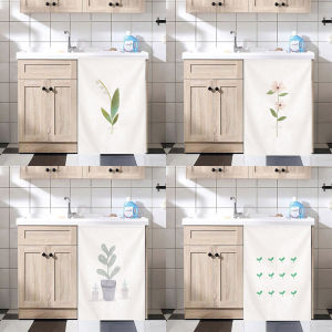 Kitchen Cabinet Door Curtain Fabric Balcony Half-Blocking Curtain Magic Tape Bookcase Wardrobe Window Treatment Home Decor