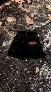 กางเกงยีนขาสั้น ขากว้าง ทรงหลวม สไตล์ฮาราจูกุ วินเทจ สตรีท สําหรับผู้ชาย