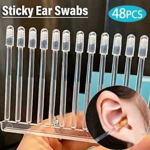 48Pcs Disposable Sticky Ear Swabs Pick Reusable Ear Cleaner Soft Ear Wax Removal Tool For Olders Adult Kid