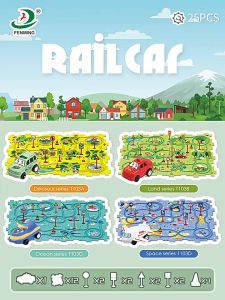 25PCS Electric Rail Car Track Toys Vehicle Puzzle Space Animal Dinosaur Series for Kids Educational Toys
