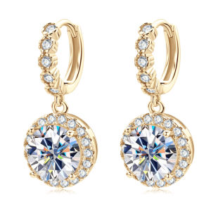 IOGOU Original 3ct 2ct D Moissanite Hoop Drop Earrings for Women 925 Sterling Silver Certified Jewelry Huggie Dangle Earrings