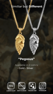 Emrys Liontin Set PEGASUS Kalung Liontin Titanium Anti Karat Pria Wanita