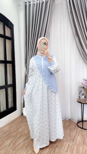 Darra.id | Velisa Dress - Gamis Wanita Muslim Bahan Crinkle & Brokat - Fit to XL