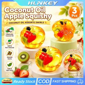 HLINKEY 🔥3pcs🔥Coconut Oil Apple Squishy No Rebound Jelly Stress Relief Toy Soft Squeeze Fidget Sensory Play Anti Anxiety Gift For Kids Adults Transparent Fruit Shape
