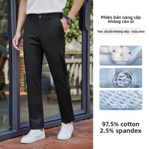 LANGDENG | Quần Dài Cotton Chống Nhăn Không Cần Ủi Đôi Nếp Thẳng