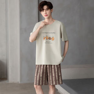 Bộ đồ ngủ MiiOW cho cặp đôi làm bằng lụa lạnh co giãn in họa tiết hoạt hình5