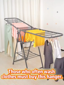 Isidoro.os Balcony Indoor Outdoor Rack Foldable Clothes Drying Rack Heavy Duty Windproof Floor Stand