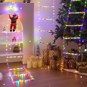 YESPERY 3M Climbing Santa Claus Christmas Decoration Glowing Long Rope Ladder Home Outdoor Garden Cristmas Tree Ornement