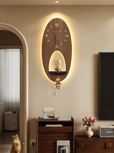 HAOJIUBUJIAN | Natural Wood Style Decorative Wall Clock With Digital Year Calendar