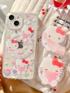 เคสโทรศัพท์มือถือลายสุนัขจิ้งจอกสีรุ้ง Kitty Cat สำหรับ iPhone 16 pro รุ่นใหม่ 17 15 สร้างสรรค์ 14 pro สำหรับผู้หญิง 13 แบบที่ดูดซับแม่เหล็ก 15 pro Max ป้องกันการตกหล่น ปกป้อง