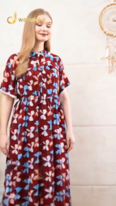 Gaun wanita selesa baju tidur Kaftan moden nightdress comfy rayon breathable homewear loose stylish