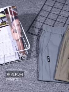 2026 Mens Casual Pants Slim Fit Stretch Classic Chino Trouser Male Stretch Elastic Korean Summer Dress Ice Light Thin Business