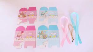 Pink Blue Oh Baby Disposable Tablecloths Bear Elephant Cake Topper Gift Box Boy Girl Gender Reveal Baby Shower Party Decorations